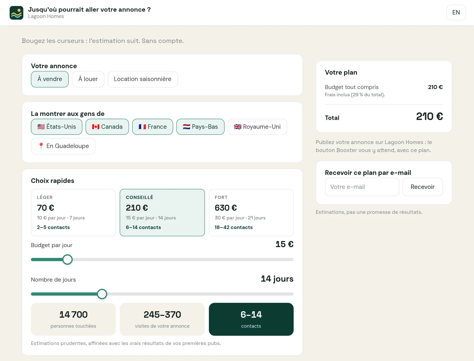 À placer sur une page de votre site : vos futurs annonceurs estiment leur pub avant même de publier.